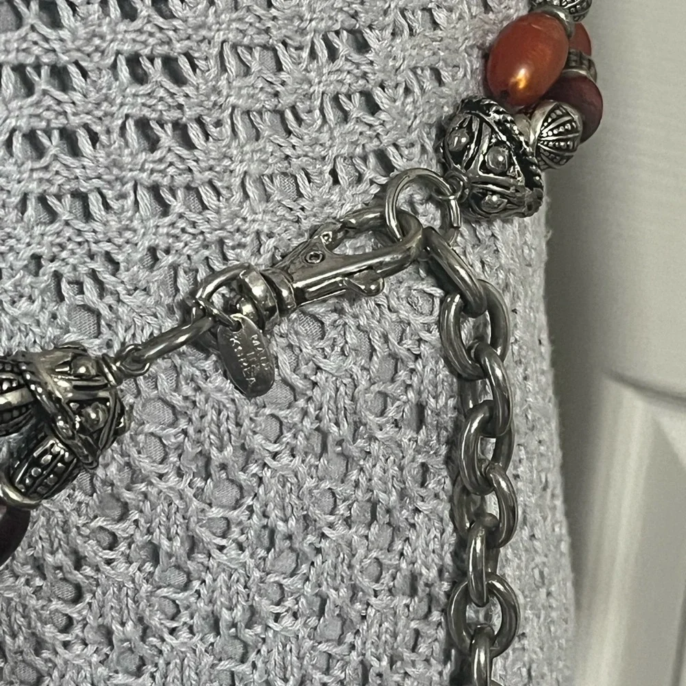 Brown and Silver Beaded Vintage EXP Double Chain Belt Korea 90’s